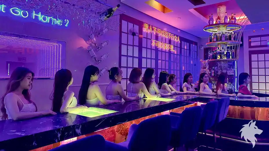 坐在吧台的工作人員