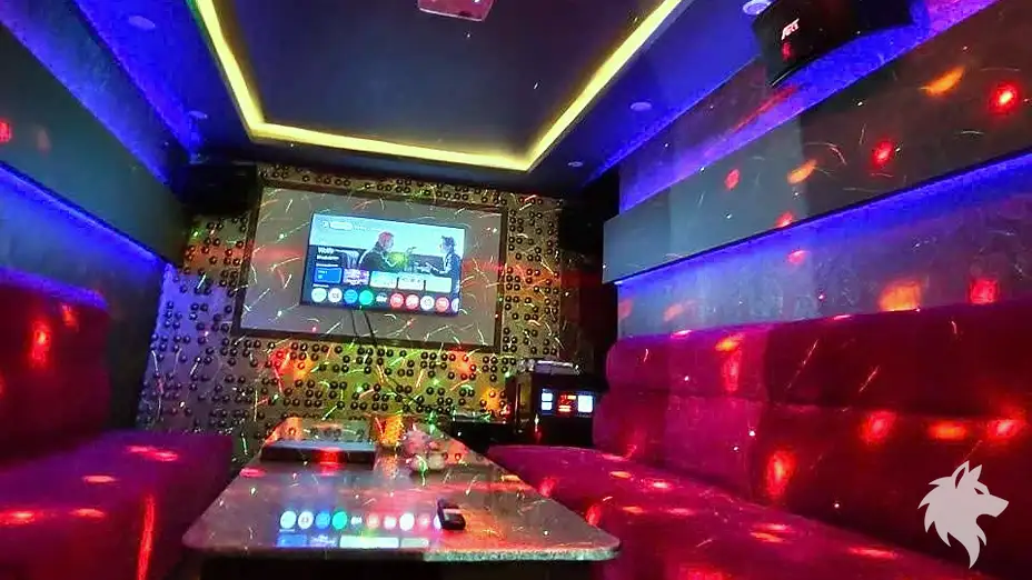 紫色燈光映照的 KTV 全景